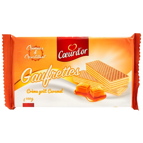 Lot de 4 gaufrettes crème gout caramel 