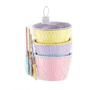 Lot de 3 bols à glace en plastique avec 3 cuillères