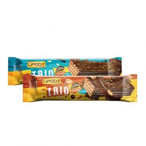 Gaufrette fourré enrobé au caramel