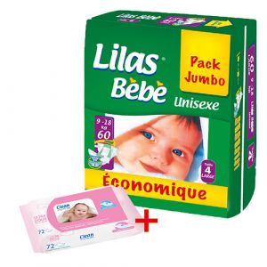 Lot couche bébé unisexe jumbo + lingette clean gratuite