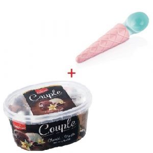 Lot de 2 barquettes glace couple chocolat vanille 