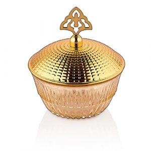 Sucrier en verre avec couvercle doré