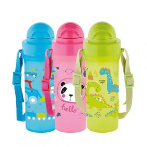 Bouteille avec couvercle et paille