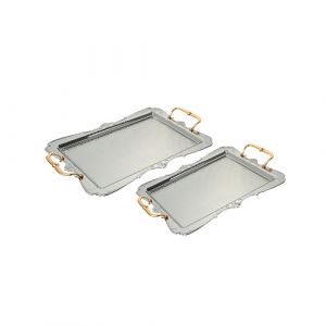 Set de 2 plateaux en argent