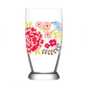 Verre avec design fleur rouge