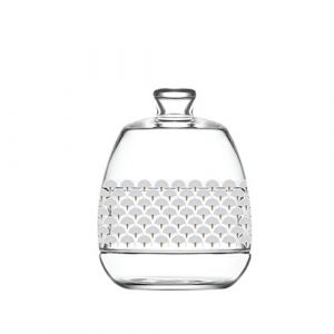 Bonbonnière avec design blanc et dorée