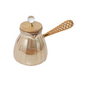 Zazoua cafénen verre avec couvercle en bois