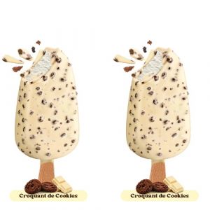 Lot de 2 glaces stick croquant de cookies