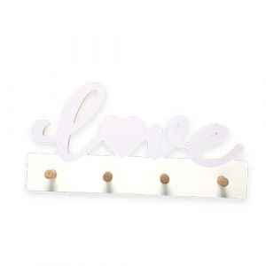 Crochet mural en bois motif love