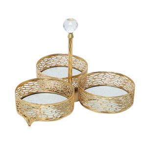 Set de 3 porte gateau en doré