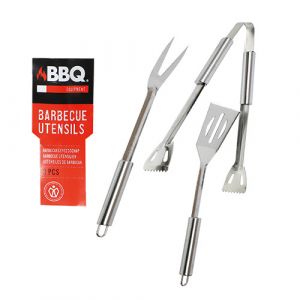Set de 3 pièces pour barbacue en acier inoxydable