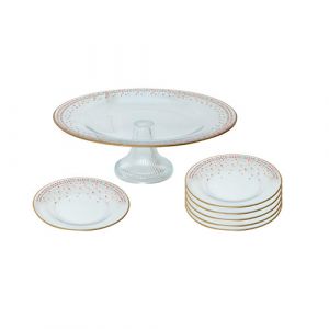 Lot de 6 assiettes dessert avec plateau à gateau