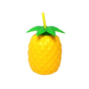 Bouteille d'eau forme ananas avec paille en plastique
