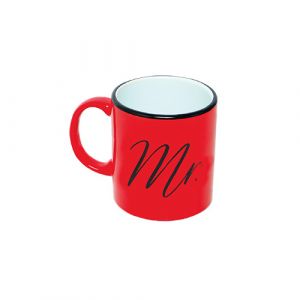 Mug en rouge avec désigne MR