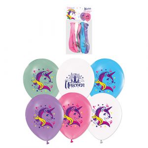 Lot de 6 ballons thème rainbow unicorn