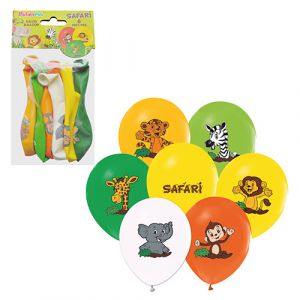 Lot de 6 ballons thème safari