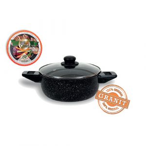 Faitout granite avec couvercle en verre