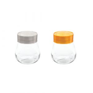 Pot à épices en verre avec couvercle en plastique