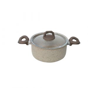 Casserole granite avec couvercle en verre