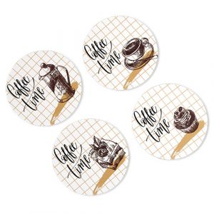 Lot de 4 dessous de verre en bois coin café