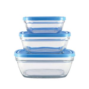 Lot de 3 boites de conservation en verre avec couvercles