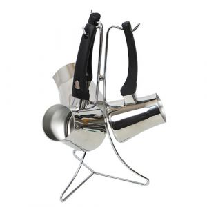 Lot de 3 pots de café turc en inox avec support