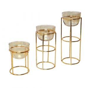 Lot de 3 porte bougie rond