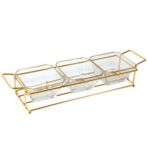Plat de présentation avec 3 bols en verre