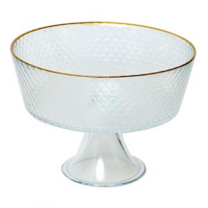 Bol en verre sur pied avec bordure dorée