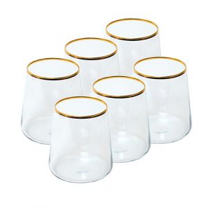 Lot de 6 gobelets avec bordure dorée en verre