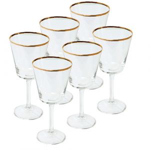 Lot de 6 verres à pied avec bordure dorée