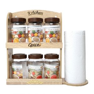 Set de 6 boites à épices avec support essui tout