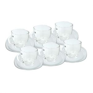 Lot de 6 tasses avec 6 sous tasses en verre gratuit