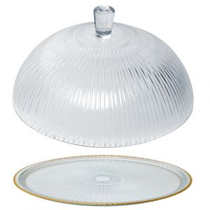 Assiette de présentation avec cloche en verre