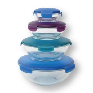 Lot de 4 boites de conservation en verre avec couvercles