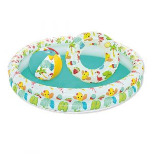 Piscine gonflable avec ballon et bouée