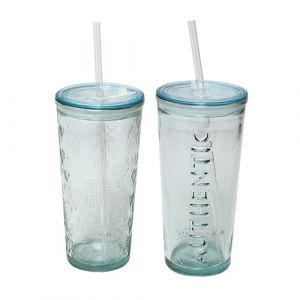 Verre avec paille et couvercle en plastique