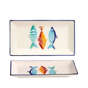 Assiette rectangulaire céramique en forme poisson