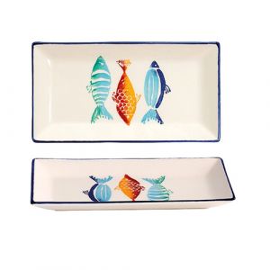 Assiette rectangulaire céramique en forme poisson