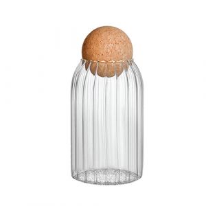 Pot en verre avec couvercle en bois 