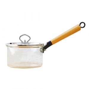 Casserole en verre avec manche en bois 