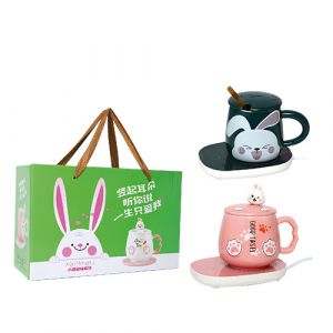 Mug céramique avec sous tasse électrique 