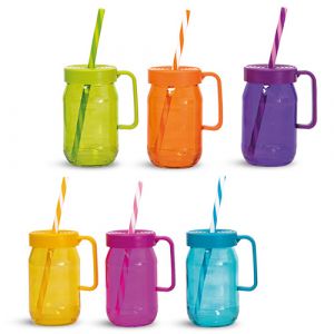 Tasse en verre coloré avec paille