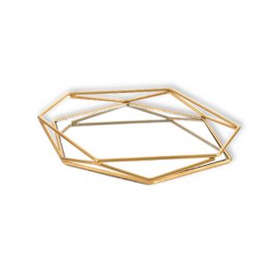 Plateau à servir hexagonal doré