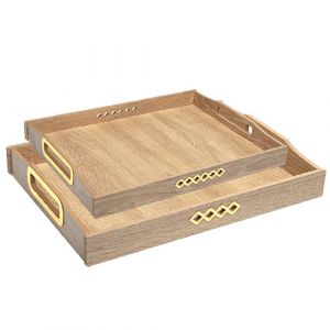 Set 2 plateaux en bois 