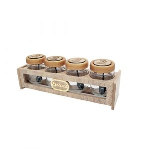 Set 4 boites à épices avec cuillères