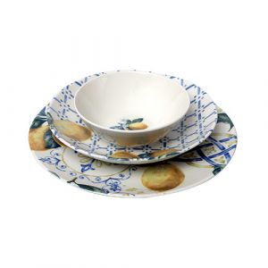 Service avec motif fleur bleu