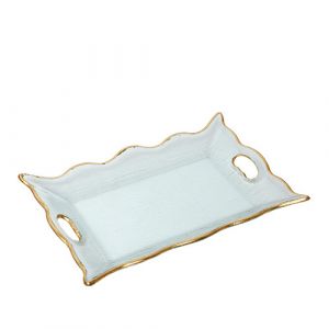 Plateau en verre contoure doré