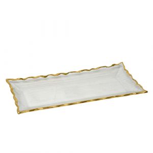 Plateau en verre contoure doré