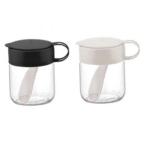 pot en verre + couvercle + cuillere 
